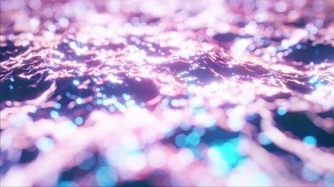 Waving ocean waters at sunset looping 60 fps 3D animation Stock Footage 197403293