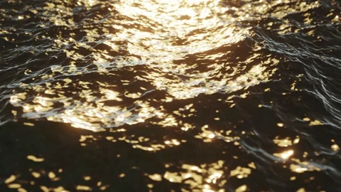 Waving ocean waters at sunset rendered in UHD Video stock 265859345