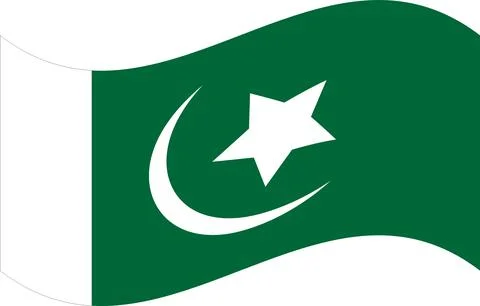 Waving Pakistan Flag Vector in Minimal Flat Style for Independence Day Design Stock-Illustration