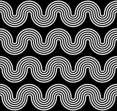 Waving parallel lines seamlessly repeatable monochrome pattern Illustrazione stock