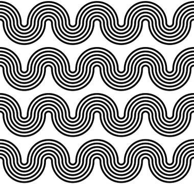 Waving parallel lines seamlessly repeatable monochrome pattern Stock Illustration