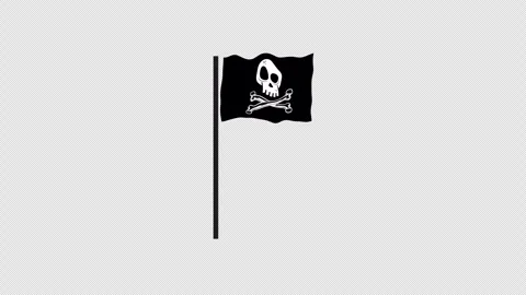 Waving Pirate Skull Flag Animation Stock Footage 306248264