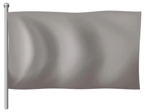 Waving Plain Gray Flag on Silver Flagpole Vector Stock Illustration