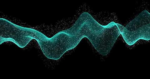 A waving plume of colored particles on a black background 3 Stock Footage 309244516