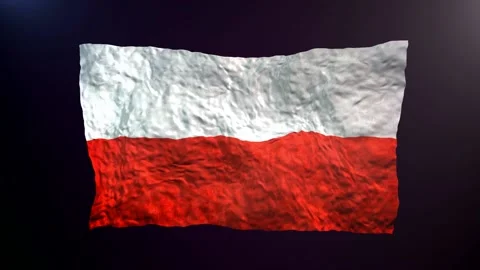Waving Poland  flag on dark background. Stock Footage 181123400