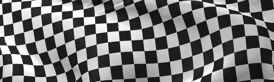 Waving race flag using as background, 3d rendering panorama Illustrazione stock