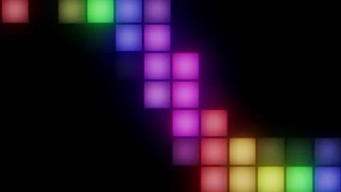 Waving Rainbow Colored LED Cubes Seamlessly Looping Stock Footage 297716506
