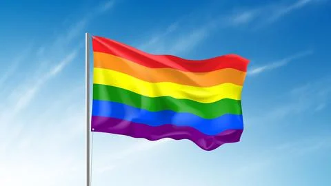 Waving rainbow flag template Stock Illustration