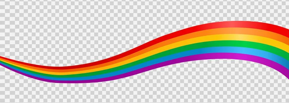 Waving rainbow LGBT flag isolated on png or transparent  background, Symbol o Illustrazione stock