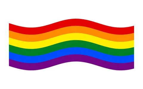 Waving rainbow pride flag, six stripes Stock Illustration