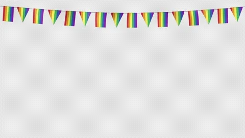 Waving rainbow pride party flags animation a string LGBT festive top decoration Stock Footage 267647101