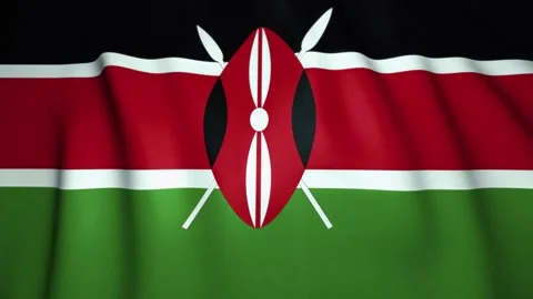 Waving realistic Kenya flag background. Loop animation 4K resolution Video stock 156937635