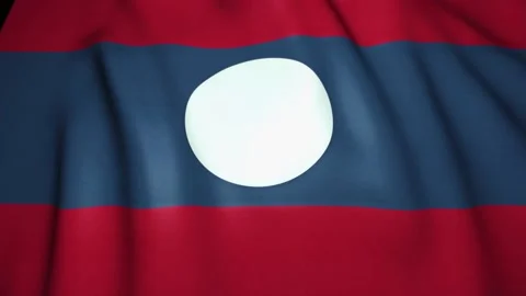 Waving realistic Laos flag background. Loop animation Stock Footage 139824794