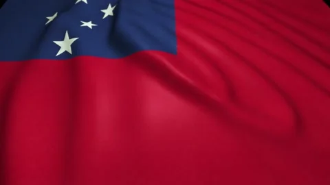 Waving realistic Samoa flag in 4K , loop animation Stock Footage 137053377