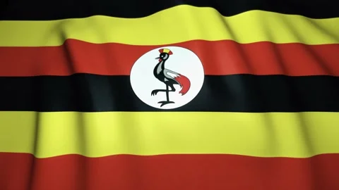 Waving realistic Uganda flag background. Loop animation Stock Footage 145410828