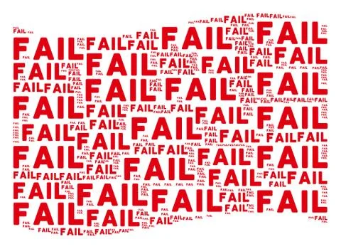 Waving Red Flag Collage of Fail Text Items Stock Illustration