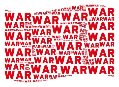 Waving Red Flag Collage of War Texts Stock Illustration