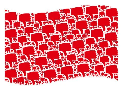 Waving Red Flag Composition of Thumb Down Icons Stockillustratie