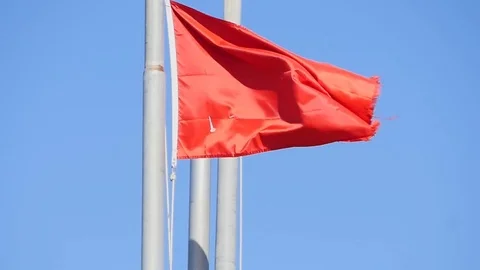 Waving red flag Stock Footage 73157071