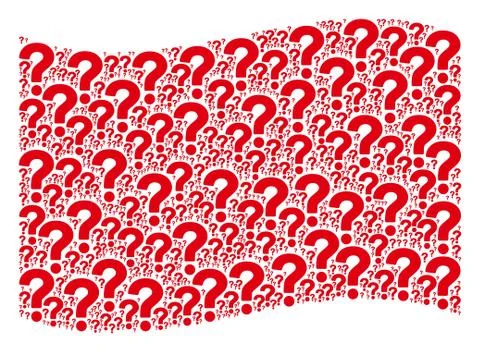 Waving Red Flag Mosaic of Question Icons Stock Illustration
