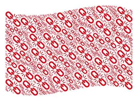 Waving Red Flag Pattern of Break Chain Link Items Stock Illustration