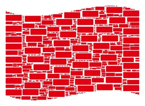 Waving Red Flag Pattern of Building Brick Items Illustrazione stock