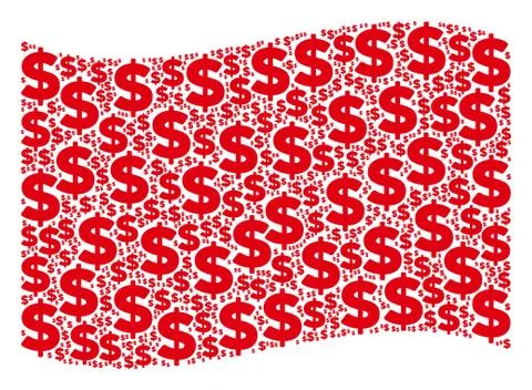 Waving Red Flag Pattern of Dollar Icons Stock Illustration