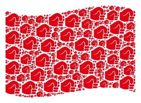Waving Red Flag Pattern of Fist Items イラスト素材