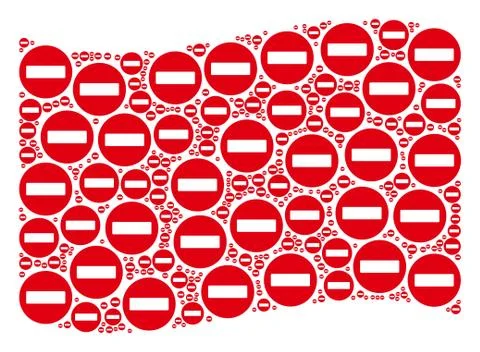 Waving Red Flag Pattern of Forbidden Access Icons Illustrazione stock