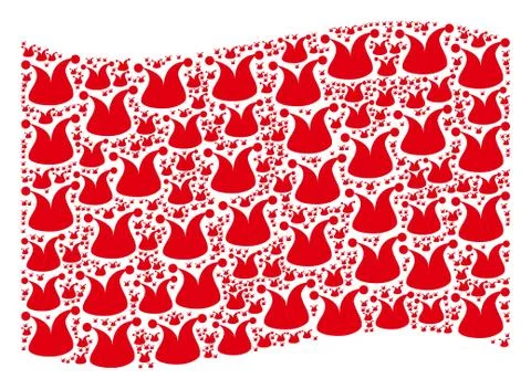 Waving Red Flag Pattern of Joker Hat Items Illustrazione stock