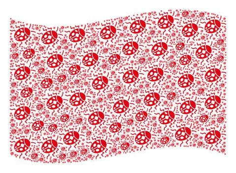 Waving Red Flag Pattern of Ladybird Bug Items イラスト素材