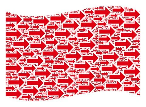 Waving Red Flag Pattern of Right Arrow Items Illustrazione stock