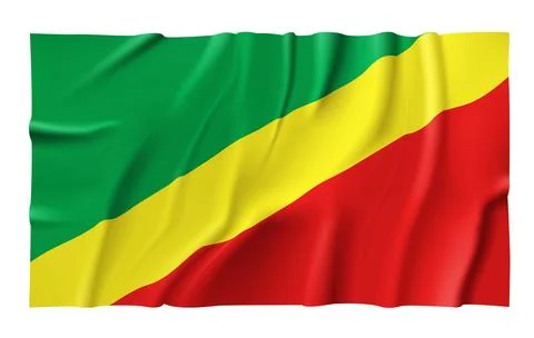 Waving Republic of the Congo Flag Stock Illustration