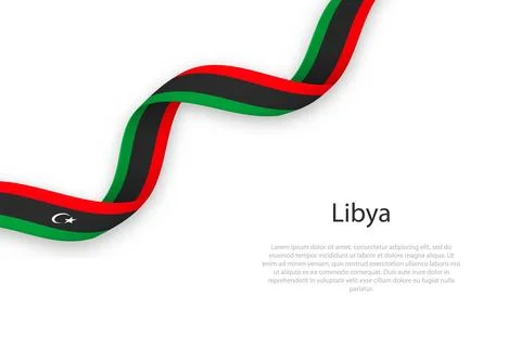 Waving ribbon with flag of Libya Illustrazione stock