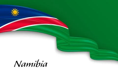 Waving ribbon with flag of Namibia Illustrazione stock