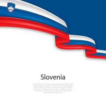 Waving ribbon with flag of Slovenia Illustrazione stock