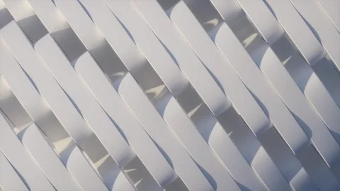 Waving ribbons loop white lines background 3d render Stock Footage 345154348