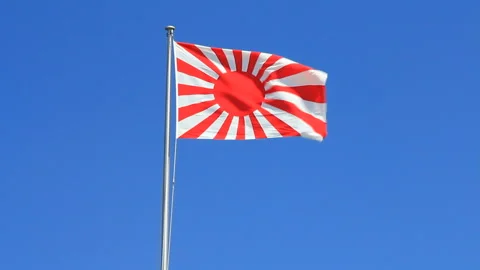 Waving Rising Sun Flag Stock Footage 327542388
