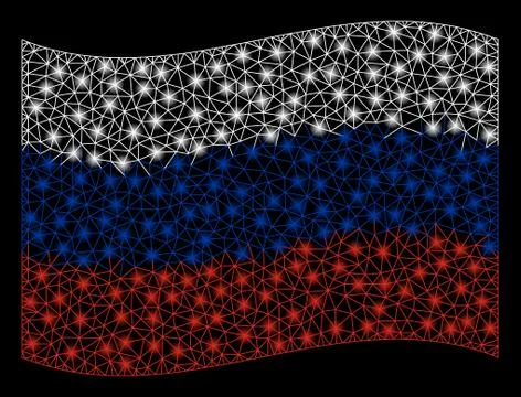 Waving Russia Flag Mesh Illustration with Light Effect Illustrazione stock