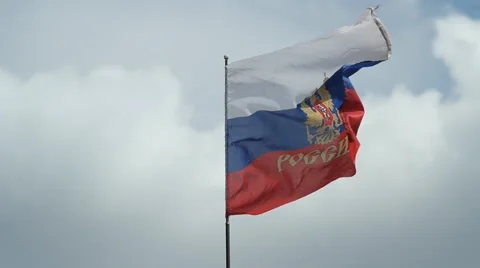 Waving Russian Flag On A Background Sky Stock Footage 50239080