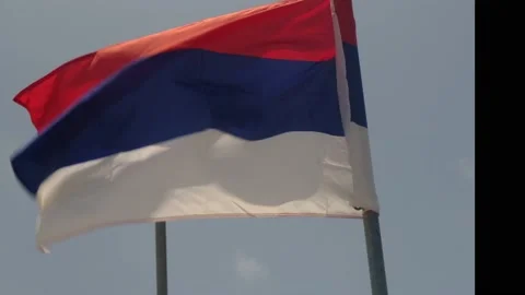 Waving Russian Flag,Russian Federation State Flag in the sky of Russia Stock Footage 239253148