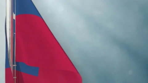 Waving Samoa flag on light blue bokeh bg Stock Footage 221429765