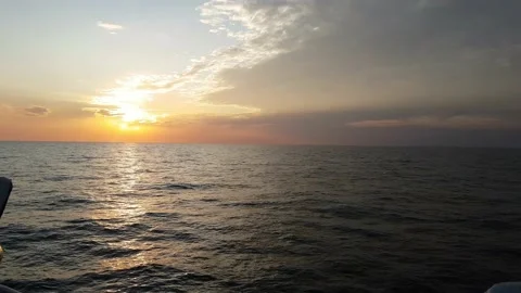  Waving sea during sunset, view from moving ship Stock-Footage 138455819