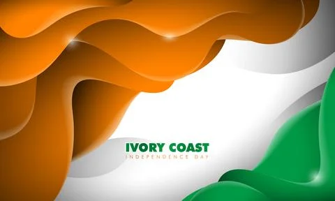 Waving simple gradient orange and green shape design in white background Stock Illustration