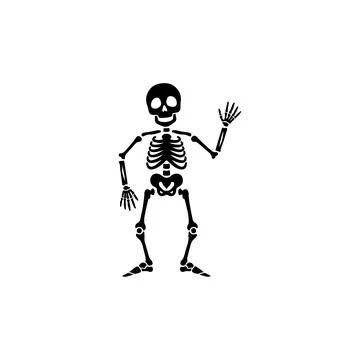 Waving Skeleton Silhouette. Vector icon. Stock Illustration