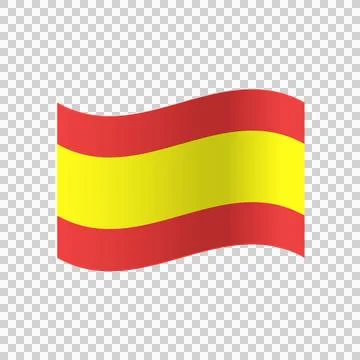 Waving spain flag in a 3d style on a transparent background. Stock Illustration