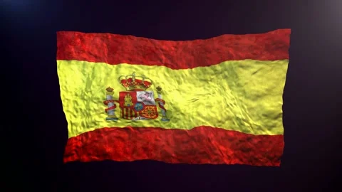 Waving Spain  flag on dark background. Stock Footage 179538284