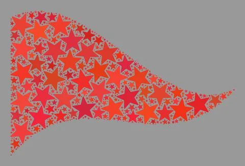 Waving Star Red Triangle Flag - Mosaic of Stars Stock Illustration