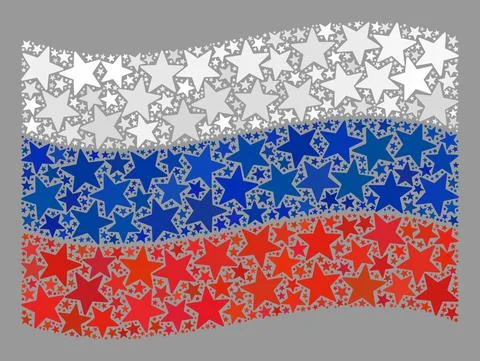 Waving Star Russia Flag - Collage of Stars Stock Illustration