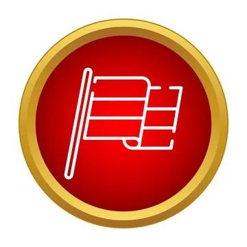 Waving striped flag icon inside red circle frame Stock Illustration